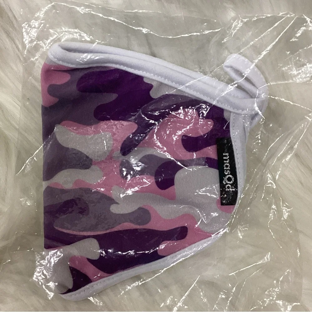 MASQD Ear Loops Face Mask, Set of 2, Kittens & Pink/Purple Camouflage Masks, NEW